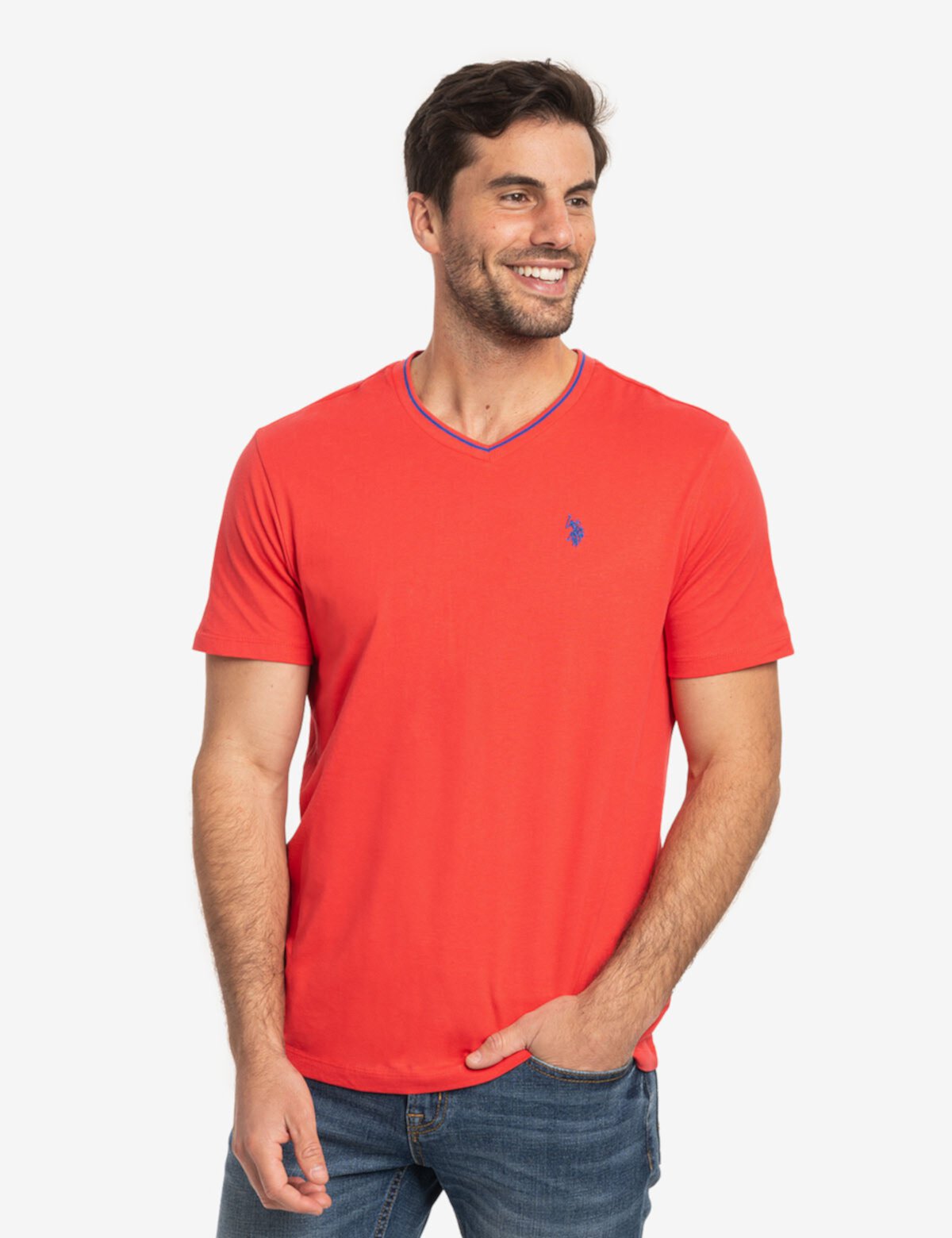 Мужская Футболка U.S. POLO ASSN. Tipped V-Neck Jersey T-Shirt U.S. POLO ASSN.