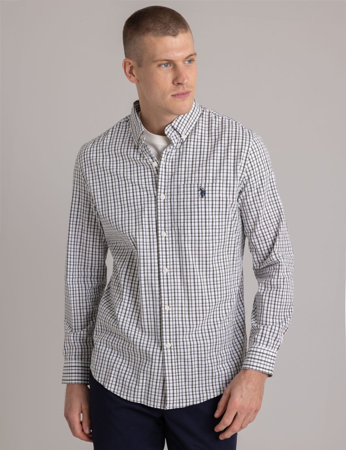 Мужская Повседневная Рубашка U.S. POLO ASSN. Small Plaid Peached Poplin Shirt U.S. POLO ASSN.