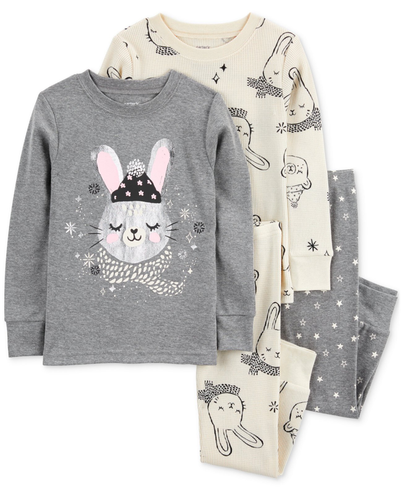 Детские пижамы Carter's Toddler Girls Bunny-Print Pajamas, 4 Piece Set Carter's