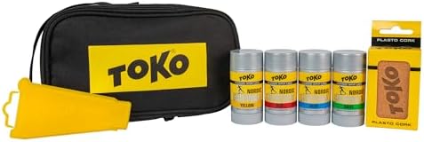 TOKO Grip Wax Kit for Cross Country Skis - Multi-Temp Nordic Gripwax (4 ct), Multipurpose Scraper & Plasto Cork Toko