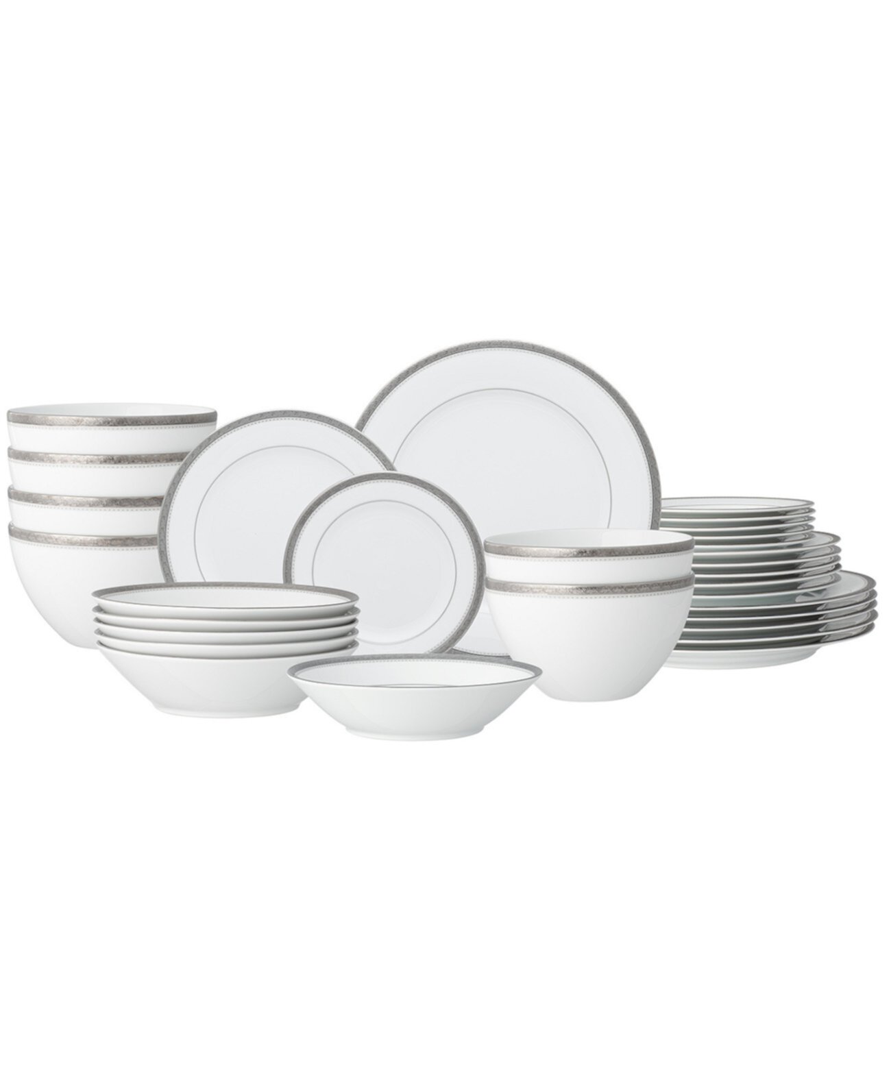 Charlotta Platinum 30-Piece Dinnerware Set, Service For 6 Noritake