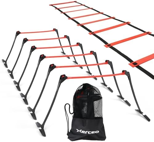 Premium Adjustable and Collapsible Hurdle and Agility Ladder Set for Athletes, Super Portable and Lightweight, with Carrying Bag Xerceo