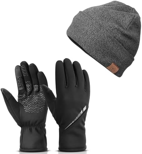 OZERO Winter Beanie Daily Hat and Winter Touchscreen Gloves for Men and Women OZERO