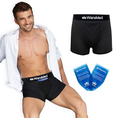 Vasectomy Underwear, with Two Ice Packs for Testicle Support and Pain Relief (1pk) WansMed