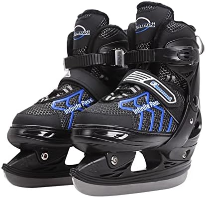 Ice Skates，Boys Hockey Skates,Skates with Adjustable 4 Sizes for Boys Girls Youth Men Women and Beginners JGMLZK