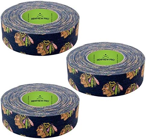 Renfrew 3 Pack Team Hockey Stick Blade Shaft Bat Sports Tape (Chicago Blackhawks) Renfrew