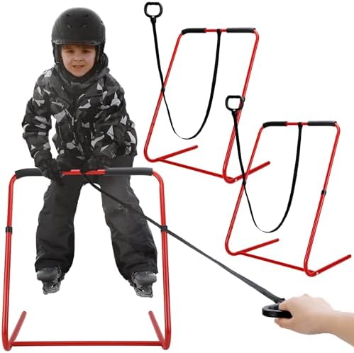 Shappy 2 Pcs Ice Skating Training Aid for Beginners Ice Skating Trainer with Tow Rope to Learn Ice Skating Equipment for Ice Hockey and Figure Skating Ice Skating Walker Aid Ice Skater Sports Pusher Shappy