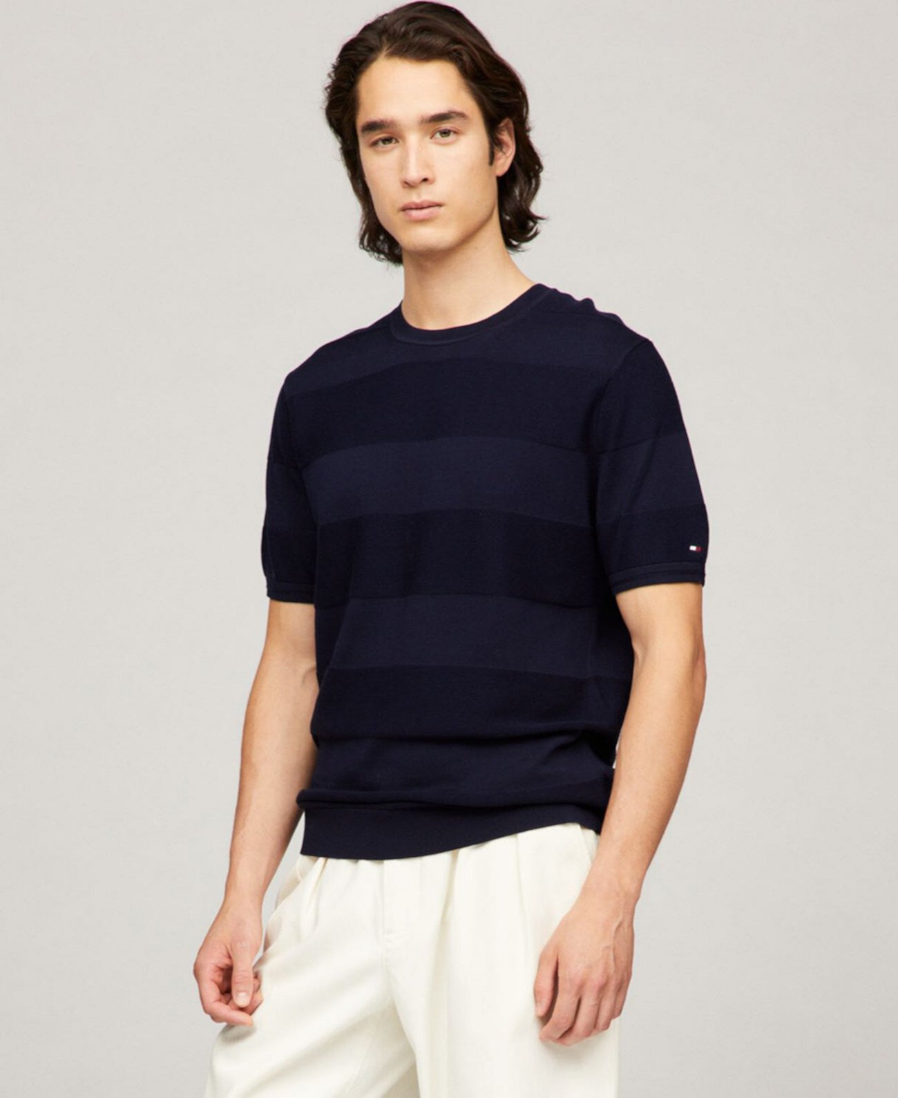 Мужской Свитер Tommy Hilfiger Dress Casual Striped Short Sleeve Tommy Hilfiger