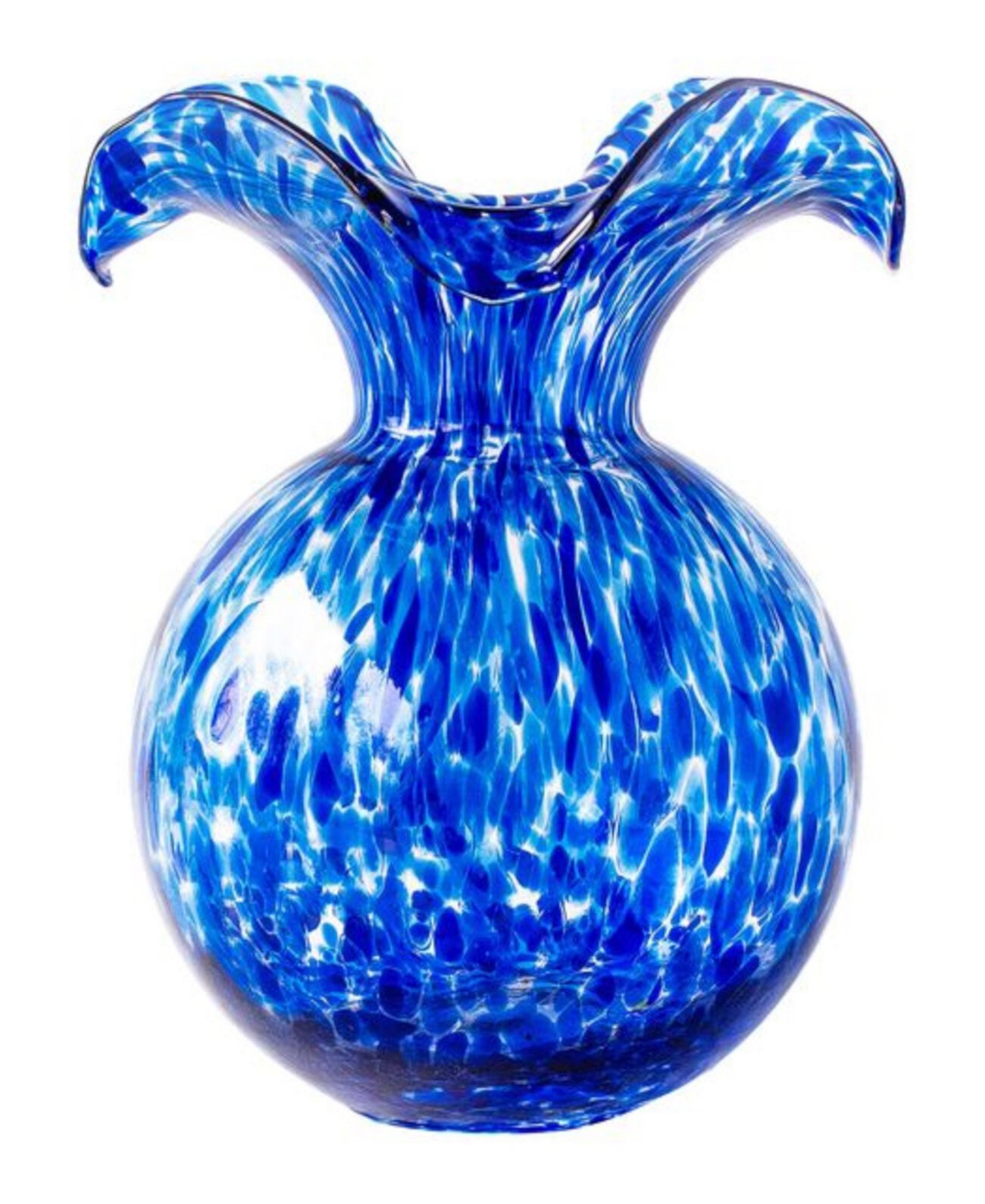 Hibiscus Glass Cobalt Tortoiseshell Small Fluted Vase VIETRI