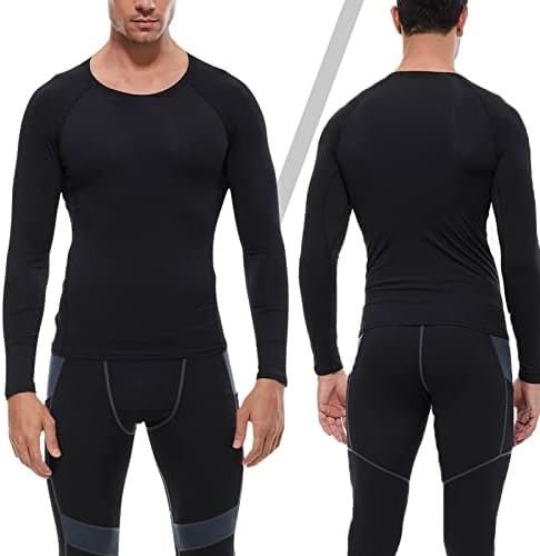 Мужская Базовая Майка LEICHR 1/3 Pack Compression Shirts Athletic Long Sleeve Sports Running Tops Workout Baselayer Undershirts LEICHR