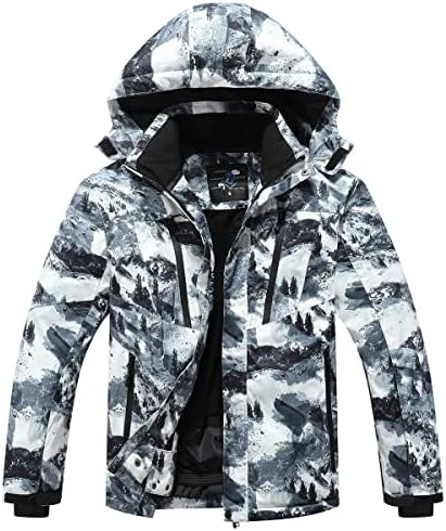 PHIBEE Men's Outdoor Waterproof Windproof Fleece Warm Ski Jacket PHIBEE