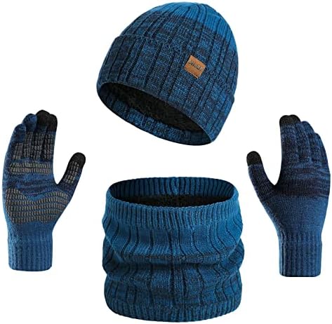 Sumolux Mens Womens Winter Beanie Hats Touchscreen Gloves Neck Scarf Warmer Set Knit Skull Cap with Fleece Lined Sumolux