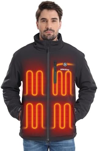 Мужская Ветровка и легкие куртки Venustas Softshell Heated Jacket с аккумулятором, водоотталкивающее электрическое утепленное пальто Venustas