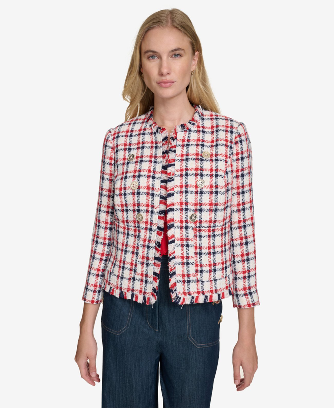 Women's Open-Front Fringe-Trim Jacket Tommy Hilfiger