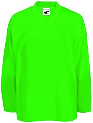 Pearsox Mesh Polyester Hockey Jersey for Men's - Ice Hockey Athletic Plain Sports Jersey with Pullover Closure, Long Sleeves (Neon Green, YL/YXL) PEAR SOX