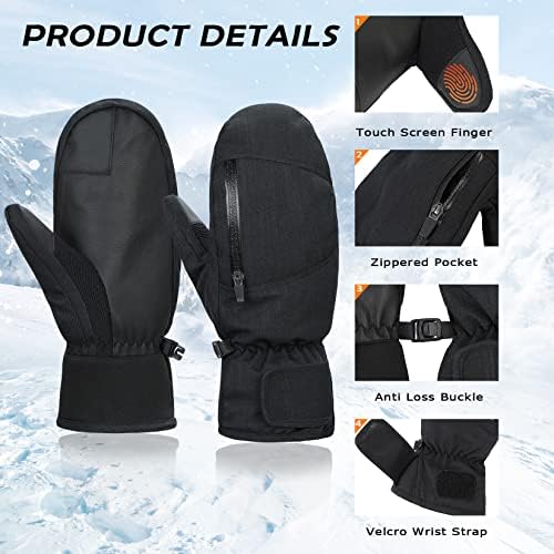 Century Star Ski Mittens for Men Women Touchscreen Snowboard Gloves Warm Waterproof Snow Gloves for Snowmobile/Hiking Outdoor Century Star