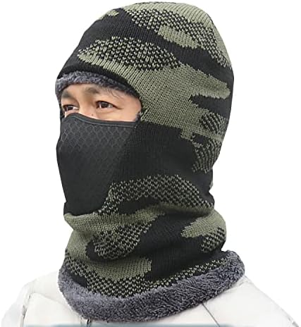 Women Men Winter Thermal Knitted Balaclava Hood with Fleece Lining Ski Mask Face Covering Neck Warmer Gaiter for Cycling JIAHG