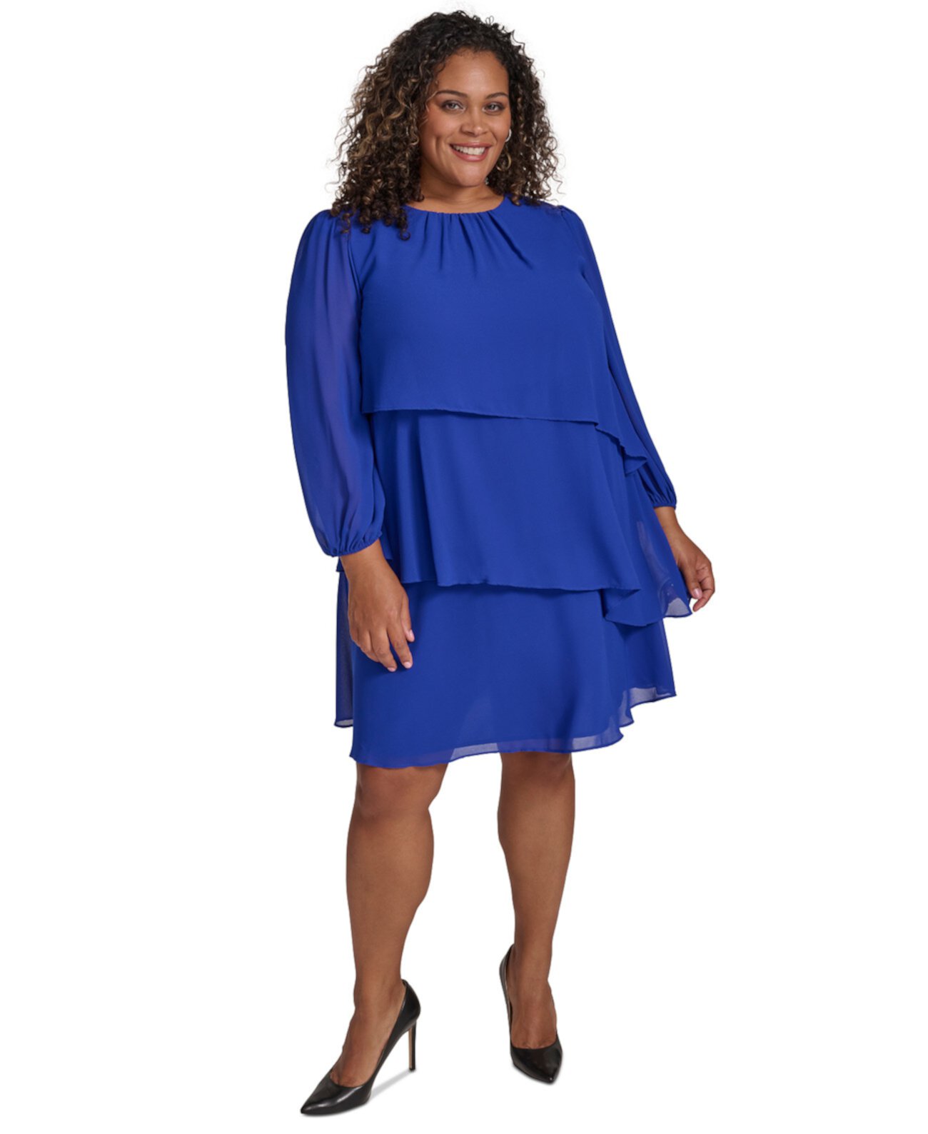 Женское Платье Jessica Howard Plus Size Tiered Chiffon Shift Dress Jessica Howard