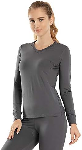 Subuteay Womens Thermal Top Fleece Lined Shirt Base Layer Undershirt Long Sleeve Soft Lightweight Dark Gray S Subuteay