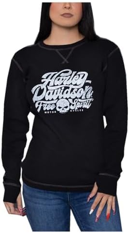 Harley-Davidson Women's Spectre Long Sleeve Thermal Shirt w/Thumbholes, Black Harley-Davidson