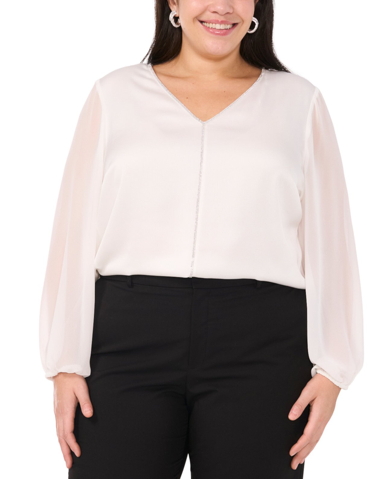 Женская Блузка Vince Camuto Plus Size V-Neck Blouson-Sleeve Vince Camuto