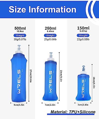Складная мягкая фляга для бега, легкая, 150 мл, 2 штуки, с защитой на носике WRELS
