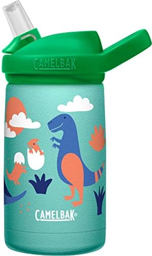 CamelBak eddy+ Kids Water Bottle with Straw, Insulated Stainless Steel - Leak-Proof when Closed, 12oz, Dino Volcanos CamelBak