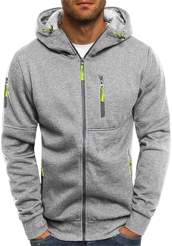 Men's Casual Outdoor Lightweight Full Zip Hoodie Jackets with Zipper Pockets Long Sleeve Fishing Hiking Sweatshirt Generic