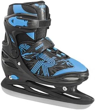 Roces Kid's Children Adjustable Stainless Steel Hockey Blade Jokey Ice 3.0 Boy Ice Skates w/Laces, Power Strap & Microadjustable Buckle Closure Roces