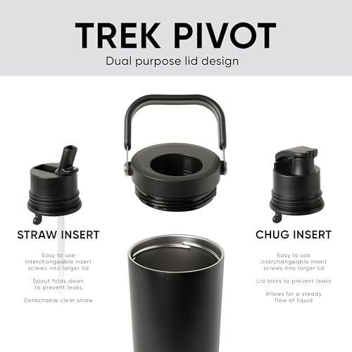 Trek Pivot | Шейкер 40oz с ручкой и сменными крышками | Изолированный стальнойjug | Лесной Simple Modern