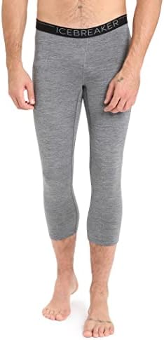 Icebreaker Merino 200 Oasis Cold Weather 3/4 Leggings - Wool Base Layer Thermal Pants, Gritstone Heather, Small Icebreaker