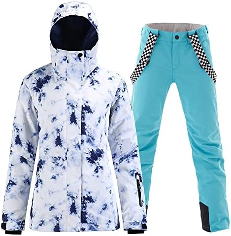 RIUIYELE Women's Ski Suit Windproof Waterproof Snowboard Colorful Printed Ski Jacket and Pants Set RIUIYELE