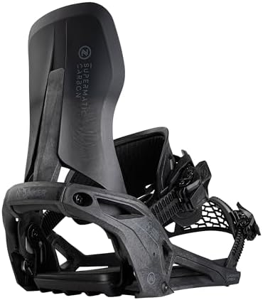 Nidecker Supermatic-Carbon Hybrid Automatic Step-in Snowboard Bindings (Black, Medium) Nidecker