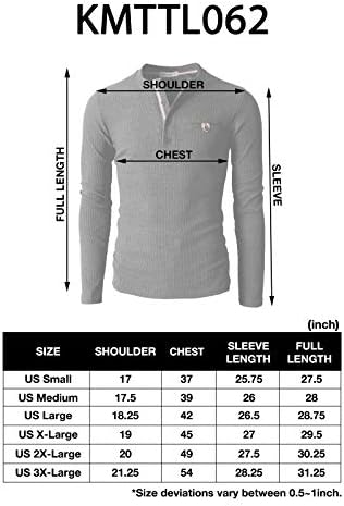 H2H Men's Casual Slim Fit Henley Cotton Shirts Long Sleeve Lightweight Waffle Fabric H2H