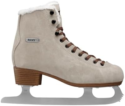 Roces Women's Suede Eco-Fur Durable Comfortable Fashionable Lace-Up Figure Ice Skates with Stainless Steel Blade, Reinforced Upper & Anatomic Padding Roces