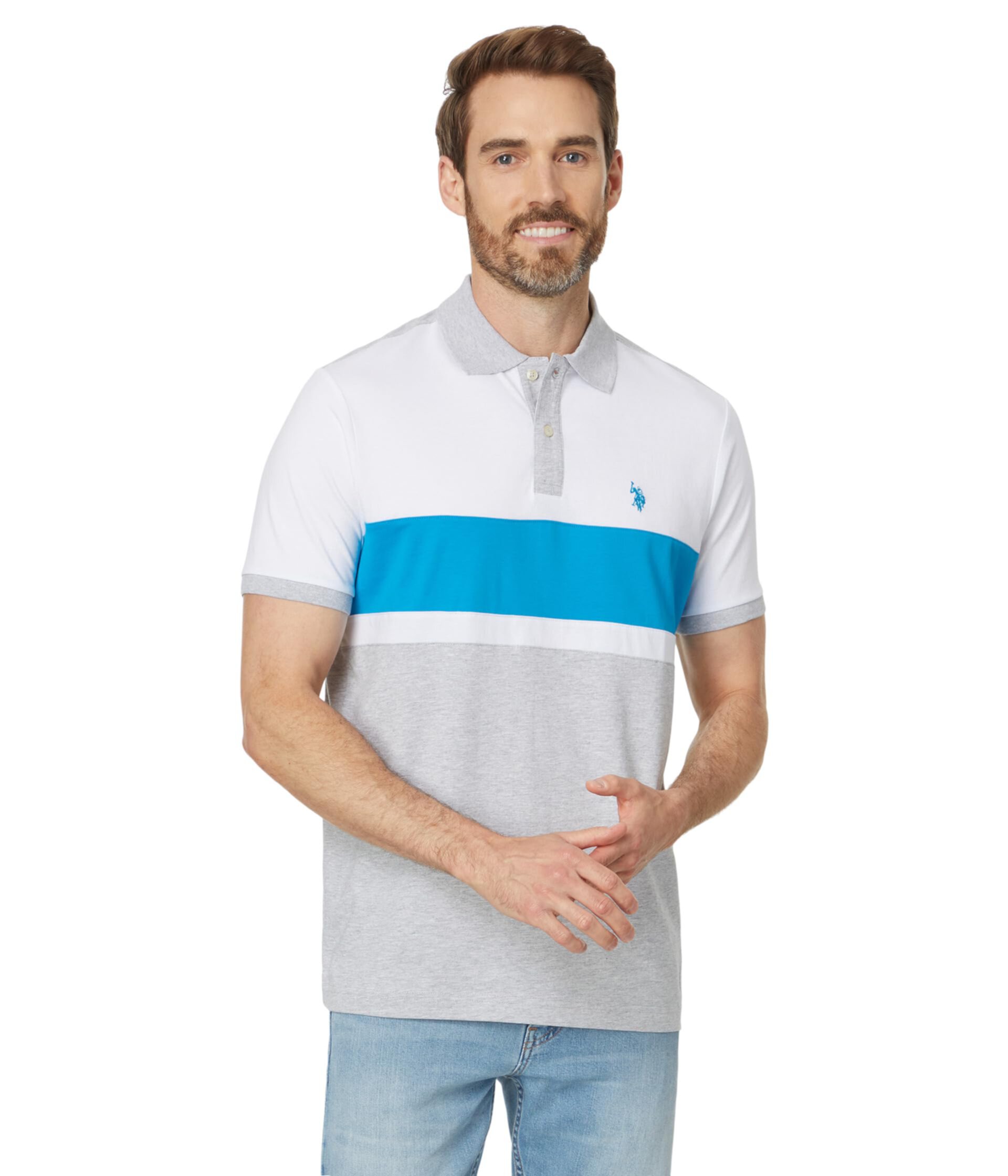 Short Sleeve 3 Colorblock Jersey Knit Polo Shirt U.S. POLO ASSN.