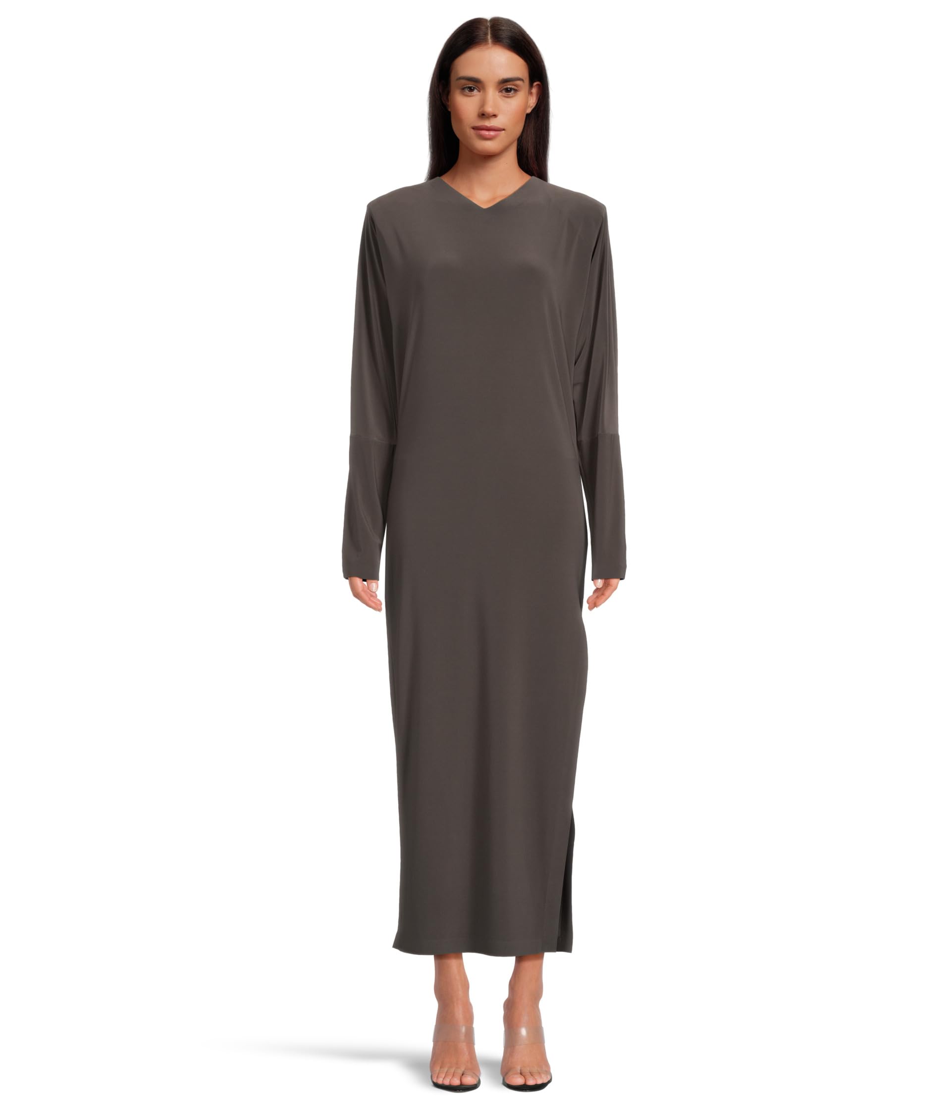 Женское Платье Norma Kamali Dolman V-Neck Side Slit Gown With Shoulder Pads Norma Kamali