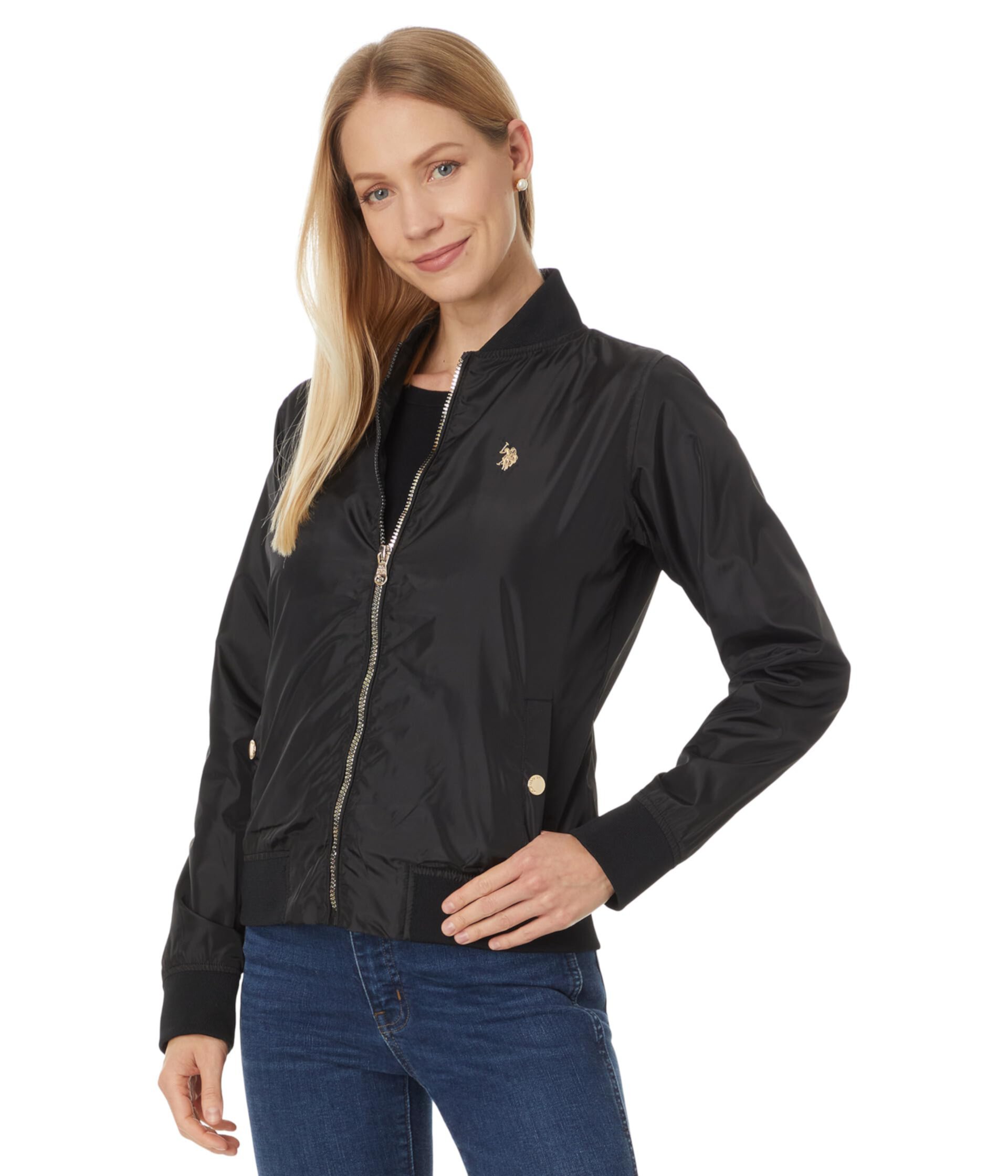 Baseball Collar Bomber Jacket w/ Snap Pockets U.S. POLO ASSN.