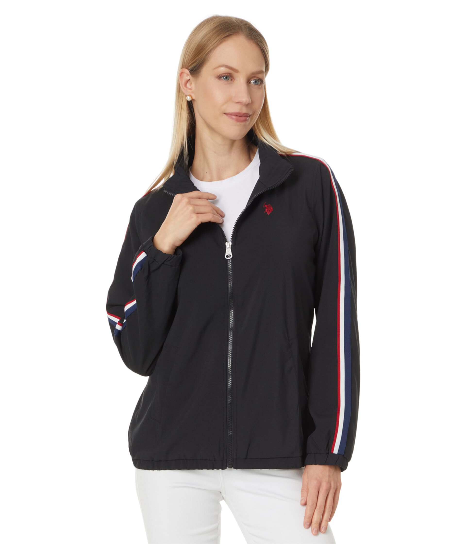 Stretch Woven Side Tape Track Jacket Mesh Lining U.S. POLO ASSN.