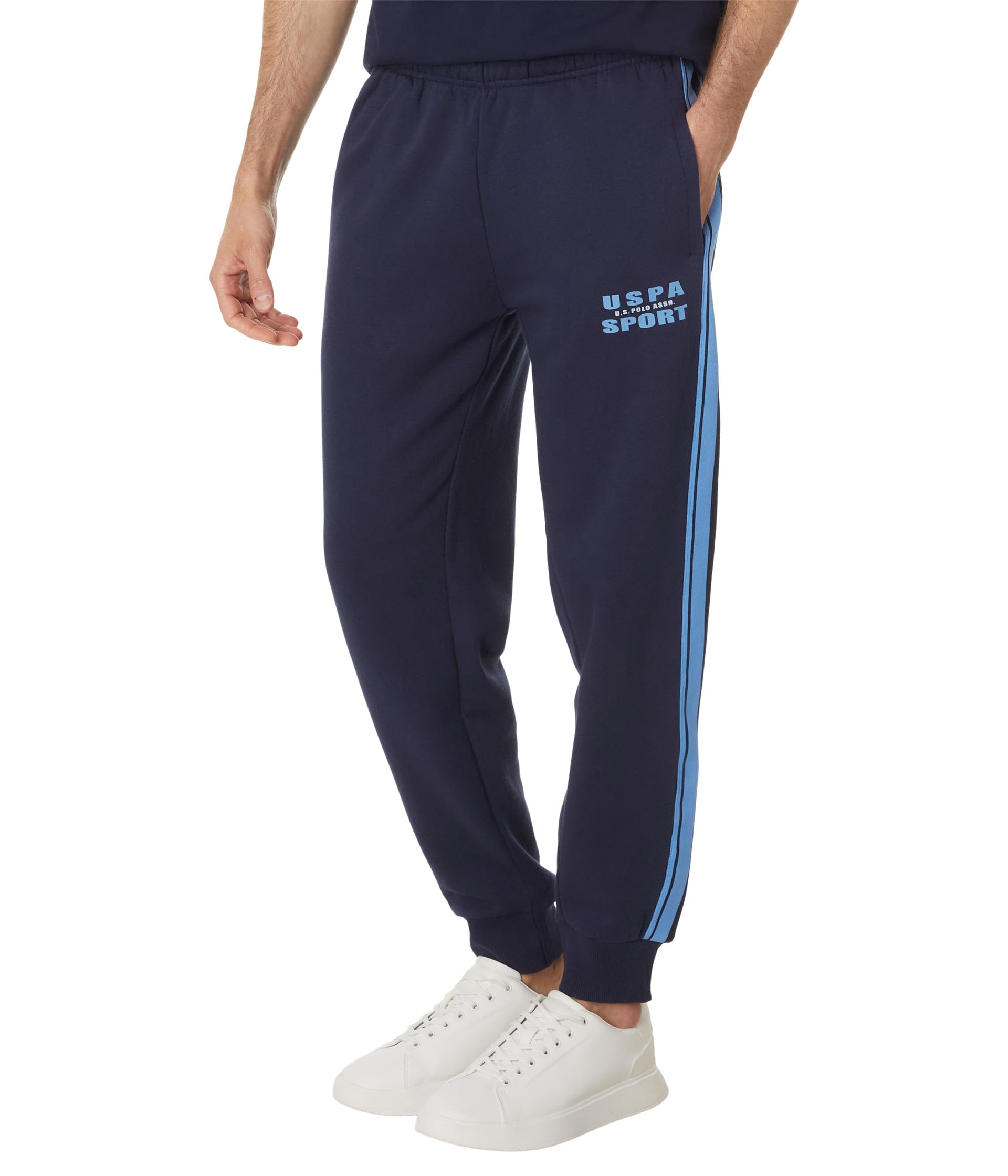 Fleece Knit Jogger Track Pants w/ Side Stripe Tricot Tape U.S. POLO ASSN.