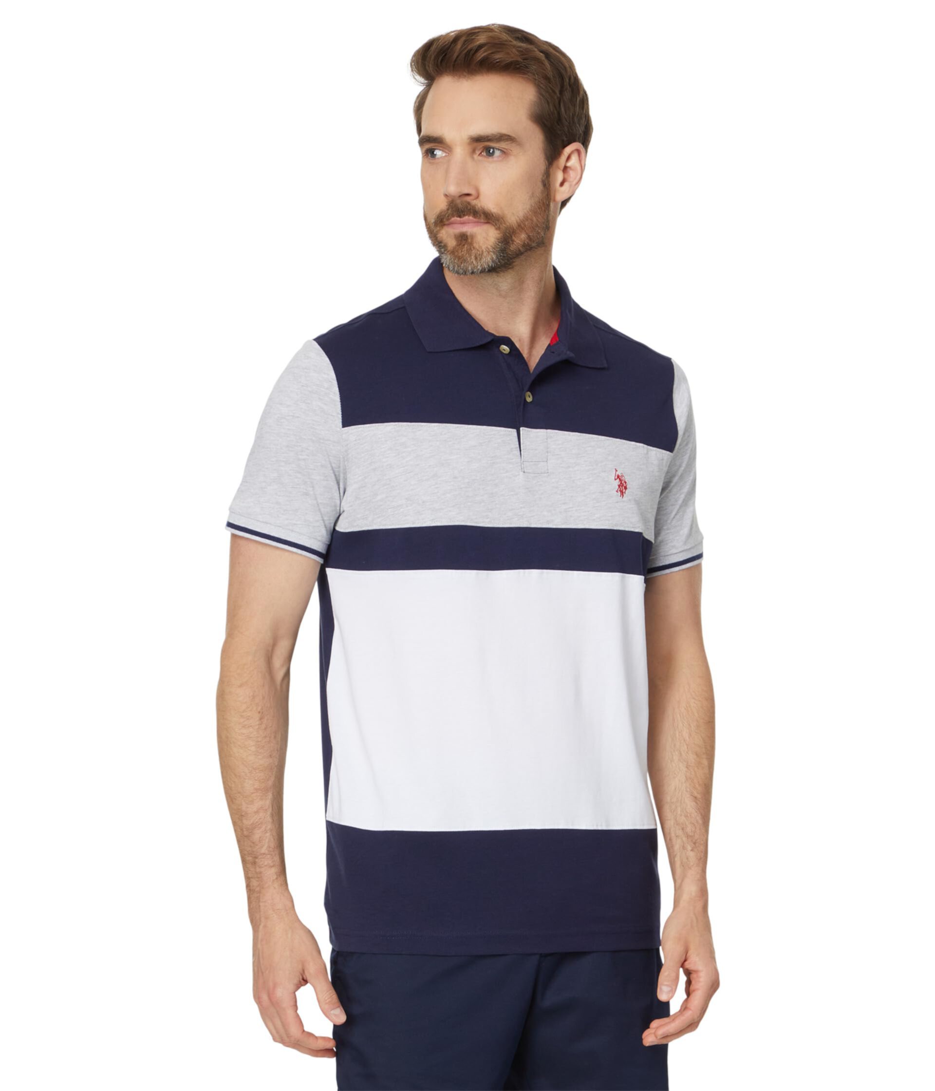 Short Sleeve Colorblock Jersey Knit Polo Shirt U.S. POLO ASSN.