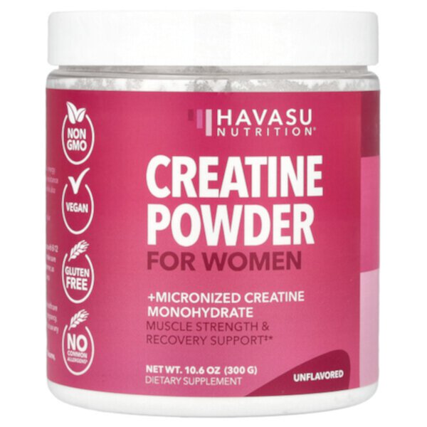 Creatine Powder (Порошок) For Women, Unflavored (Без вкуса), 10.6 oz (Унции) (300 g) Havasu Nutrition