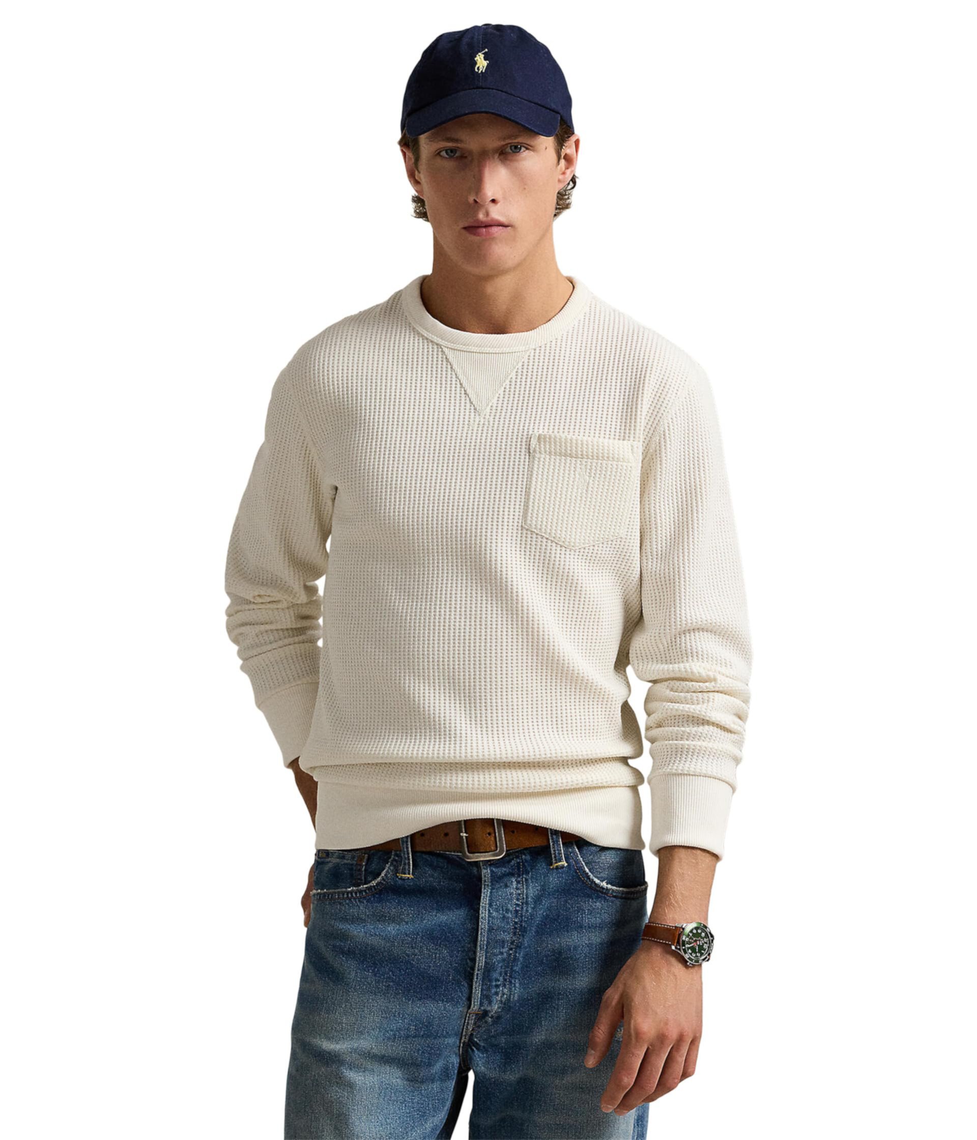 Waffle Long Sleeve Crew Neck Polo Ralph Lauren