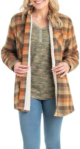 Женская Повседневная рубашка Legendary Whitetails Open Country Flannel Shacket с подкладкой из шерпы Legendary Whitetails