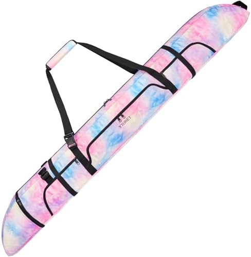 Ytonet Ski Bag, Waterproof Ski Bags for Air Travel, Expandable Snow Ski Bags Up to 200cm for Women Kids Girls Daughter Youth, Ski Travel Bags Ski Gifts for Cross Country, Downhill, Clothes, Pink Ytonet