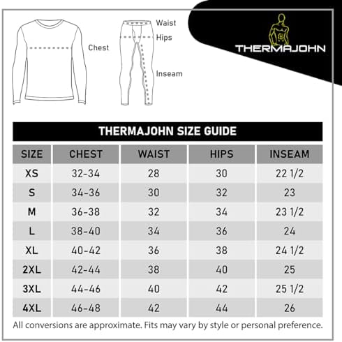 Thermajohn Long Johns V and Crew Set Size M Charcoal & Black Thermajohn