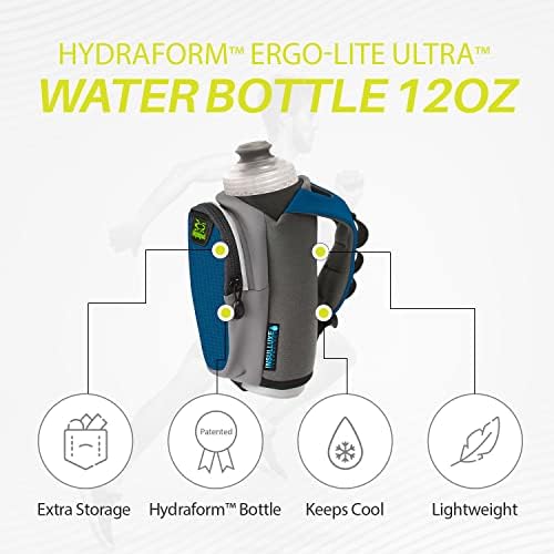 Удобная бутылка для воды Hydraform Ergo-Lite Ultra 12 унций, угольный/прозрачный, с карманом для мелочей, BPA Free Amphipod