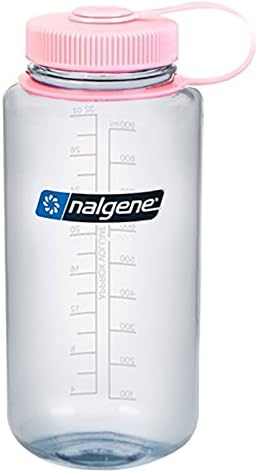 Широкогорлая бутылка для воды - 32 унции, Прозрачная с розовой крышкой Nalgene