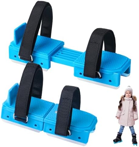 Toddler Ice Skates, Kids Adjustable Double Runner Ice Skates with Hook and Loop Fastener Straps, Blue Double Blade Ice Skates for Winter Toddler Training Shoes Beginner Tryly