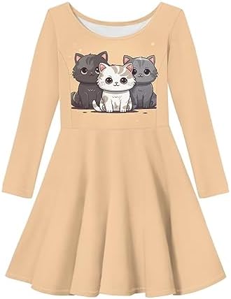 Showudesigns Fashionable Girls Dress 3-16 Years Old Kids Casual Long Sleeve Dress Showudesigns